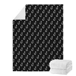 Black And White Fishing Hooks Print Blanket