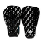 Black And White Fishing Hooks Print Boxing Gloves