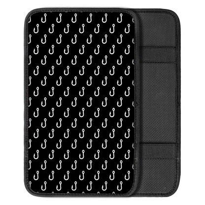 Black And White Fishing Hooks Print Car Center Console Cover