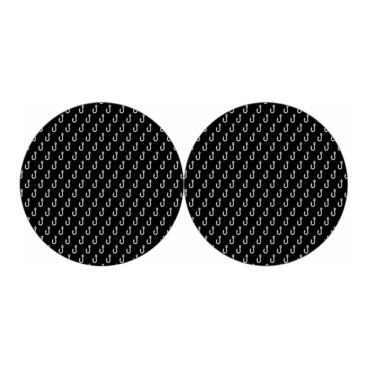 Black And White Fishing Hooks Print Car Coasters