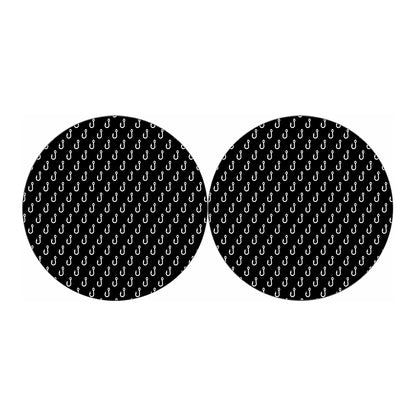 Black And White Fishing Hooks Print Car Coasters