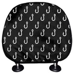 Black And White Fishing Hooks Print Car Headrest Covers