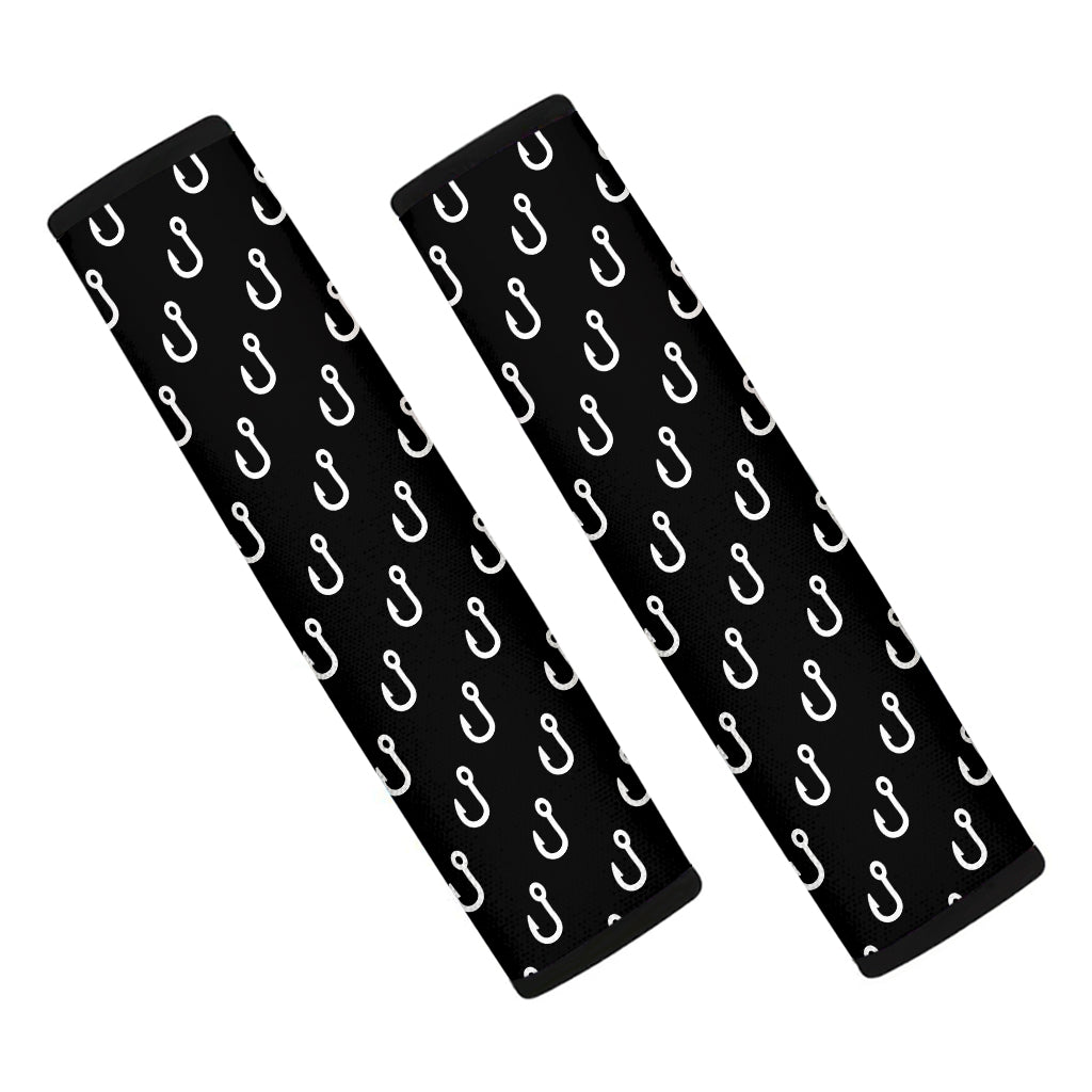 Black And White Fishing Hooks Print Car Seat Belt Covers