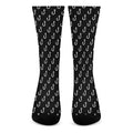 Black And White Fishing Hooks Print Crew Socks