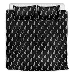 Black And White Fishing Hooks Print Duvet Cover Bedding Set