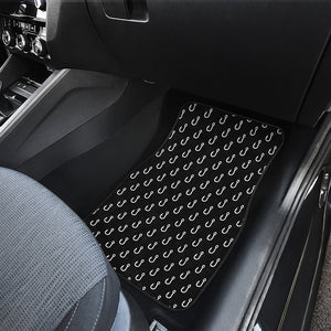 Black And White Fishing Hooks Print Front and Back Car Floor Mats