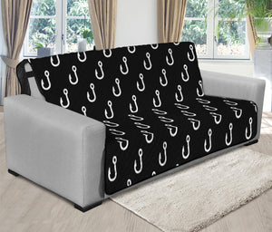 Black And White Fishing Hooks Print Futon Protector