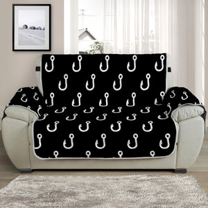 Black And White Fishing Hooks Print Half Sofa Protector