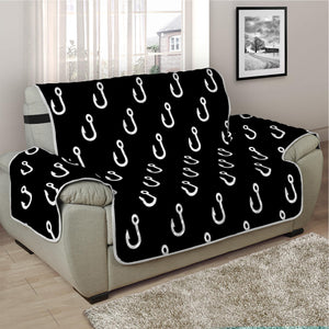 Black And White Fishing Hooks Print Half Sofa Protector