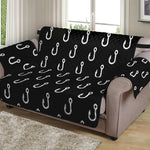 Black And White Fishing Hooks Print Loveseat Protector