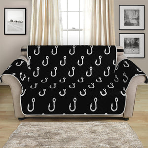 Black And White Fishing Hooks Print Loveseat Protector