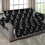 Black And White Fishing Hooks Print Loveseat Protector