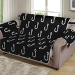 Black And White Fishing Hooks Print Loveseat Protector