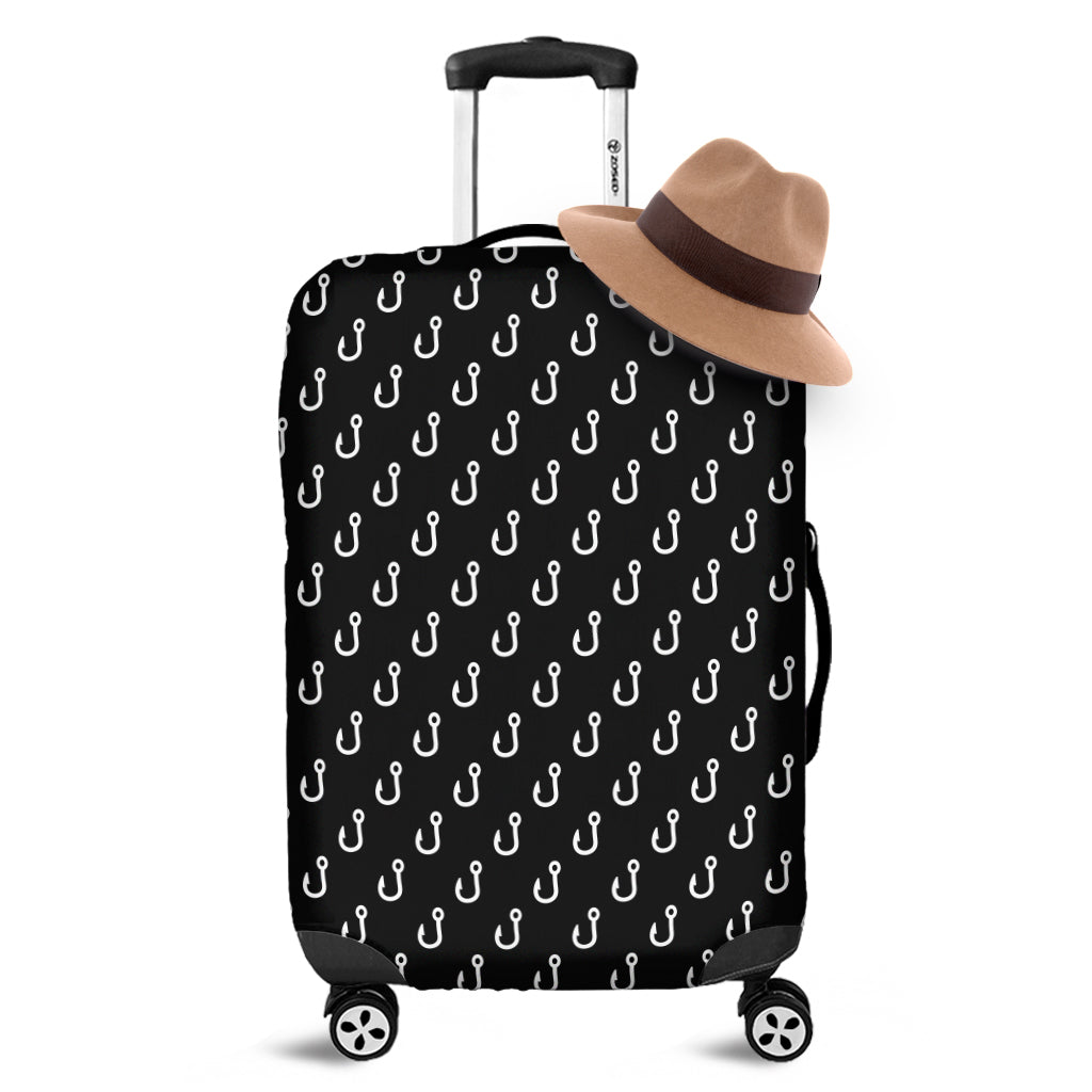 Black And White Fishing Hooks Print Luggage Cover