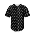 Black And White Fishing Hooks Print Men's Baseball Jersey