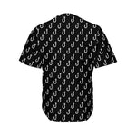 Black And White Fishing Hooks Print Men's Baseball Jersey