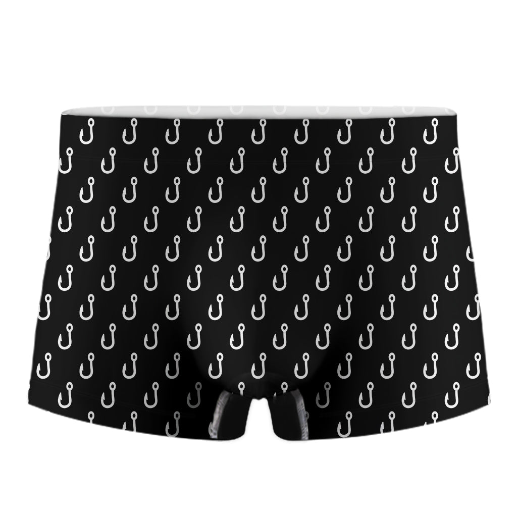 Black And White Fishing Hooks Print Men's Boxer Briefs