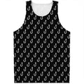 Black And White Fishing Hooks Print Men's Tank Top