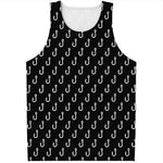 Black And White Fishing Hooks Print Men's Tank Top