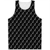 Black And White Fishing Hooks Print Men's Tank Top