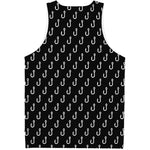 Black And White Fishing Hooks Print Men's Tank Top