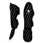 Black And White Fishing Hooks Print Muay Thai Shin Guard