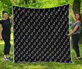 Black And White Fishing Hooks Print Quilt