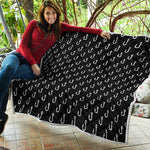 Black And White Fishing Hooks Print Quilt