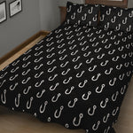 Black And White Fishing Hooks Print Quilt Bed Set