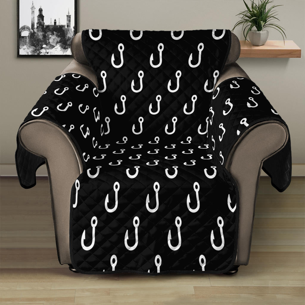 Black And White Fishing Hooks Print Recliner Protector