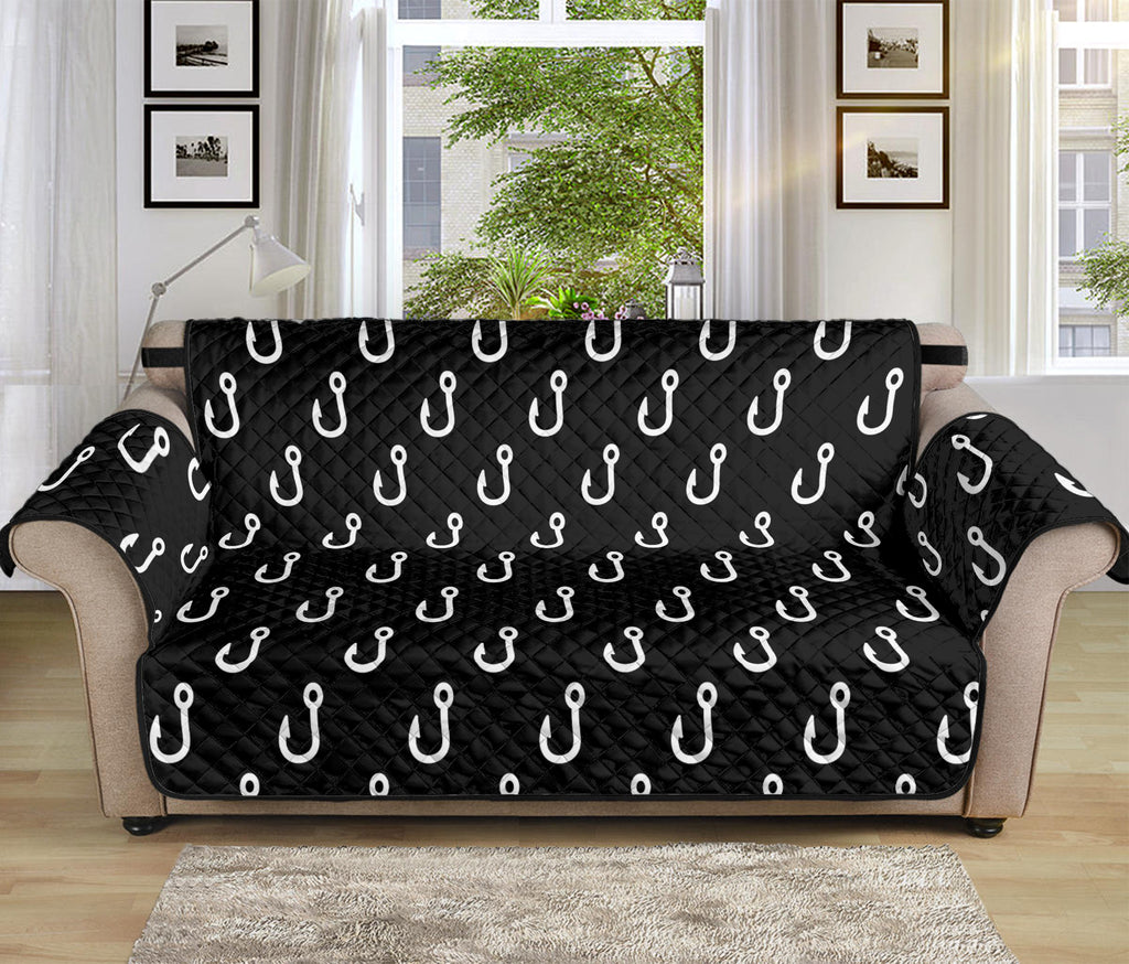 Black And White Fishing Hooks Print Sofa Protector