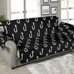 Black And White Fishing Hooks Print Sofa Protector