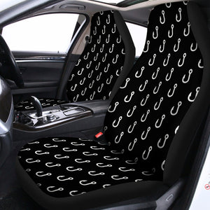 Black And White Fishing Hooks Print Universal Fit Car Seat Covers