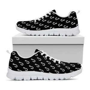 Black And White Fishing Hooks Print White Sneakers