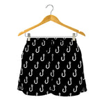 Black And White Fishing Hooks Print Women's Shorts