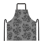 Black And White Floral Glen Plaid Print Apron