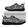 Black And White Floral Glen Plaid Print Black Running Shoes