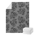 Black And White Floral Glen Plaid Print Blanket