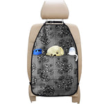 Black And White Floral Glen Plaid Print Car Seat Organizers