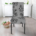 Black And White Floral Glen Plaid Print Dining Chair Slipcover