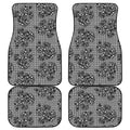 Black And White Floral Glen Plaid Print Front and Back Car Floor Mats