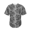 Black And White Floral Glen Plaid Print Men's Baseball Jersey