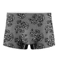 Black And White Floral Glen Plaid Print Men's Boxer Briefs