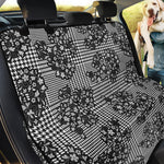 Black And White Floral Glen Plaid Print Pet Car Back Seat Cover