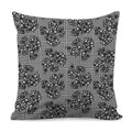 Black And White Floral Glen Plaid Print Pillow Cover