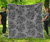 Black And White Floral Glen Plaid Print Quilt