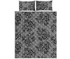 Black And White Floral Glen Plaid Print Quilt Bed Set