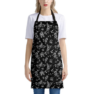 Black And White Flower Print Apron