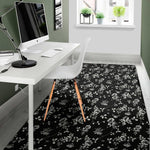 Black And White Flower Print Area Rug