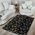 Black And White Flower Print Area Rug